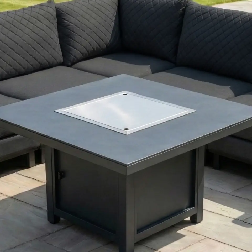 Eclipse Deluxe Corner Fabric Dining Set & 2 Benches - Gas Fire Pit Table