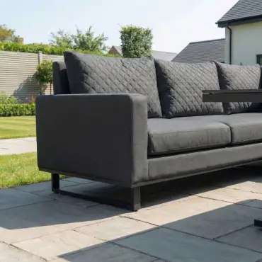 Eclipse Deluxe Corner Fabric Aluminium Dining Set & 2 Benches - Adjustable Rising Table