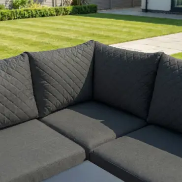 Eclipse Deluxe Corner Fabric Aluminium Dining Set & 2 Benches - Adjustable Rising Table