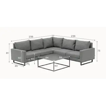 Eclipse Deluxe Fabric Aluminium Corner Sofa Set