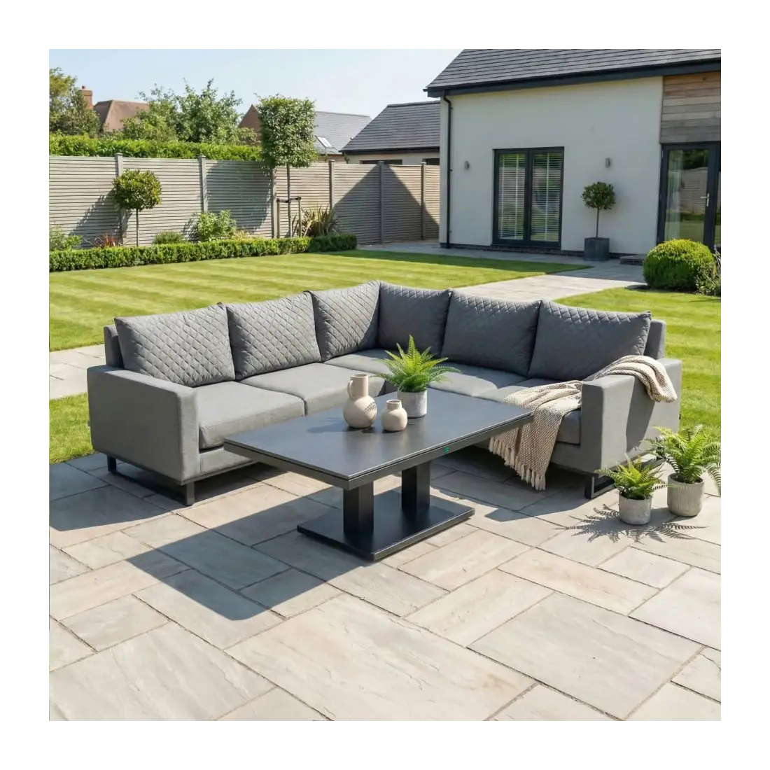 Eclipse Deluxe Corner Fabric Aluminium Dining Set - Adjustable Rising Table