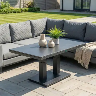 Eclipse Deluxe Corner Fabric Aluminium Dining Set - Adjustable Rising Table