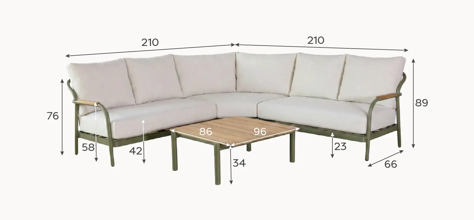 Ashley Corner Sofa Lounging Set - Square Coffee Table