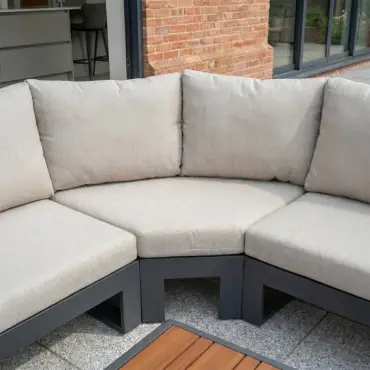 Maddox Aluminium Wood Look Curved Corner Sofa Set