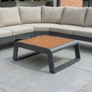 Maddox Aluminium Wood Look Curved Corner Sofa Set