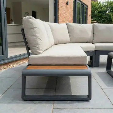 Maddox Aluminium Wood Look Curved Corner Sofa Set