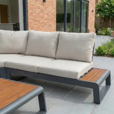 Maddox Aluminium Wood Look Curved Corner Sofa Set