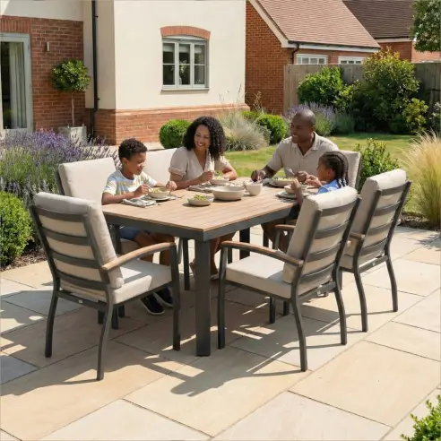 Leah 6 Seat Rectangular Aluminium Dining Set