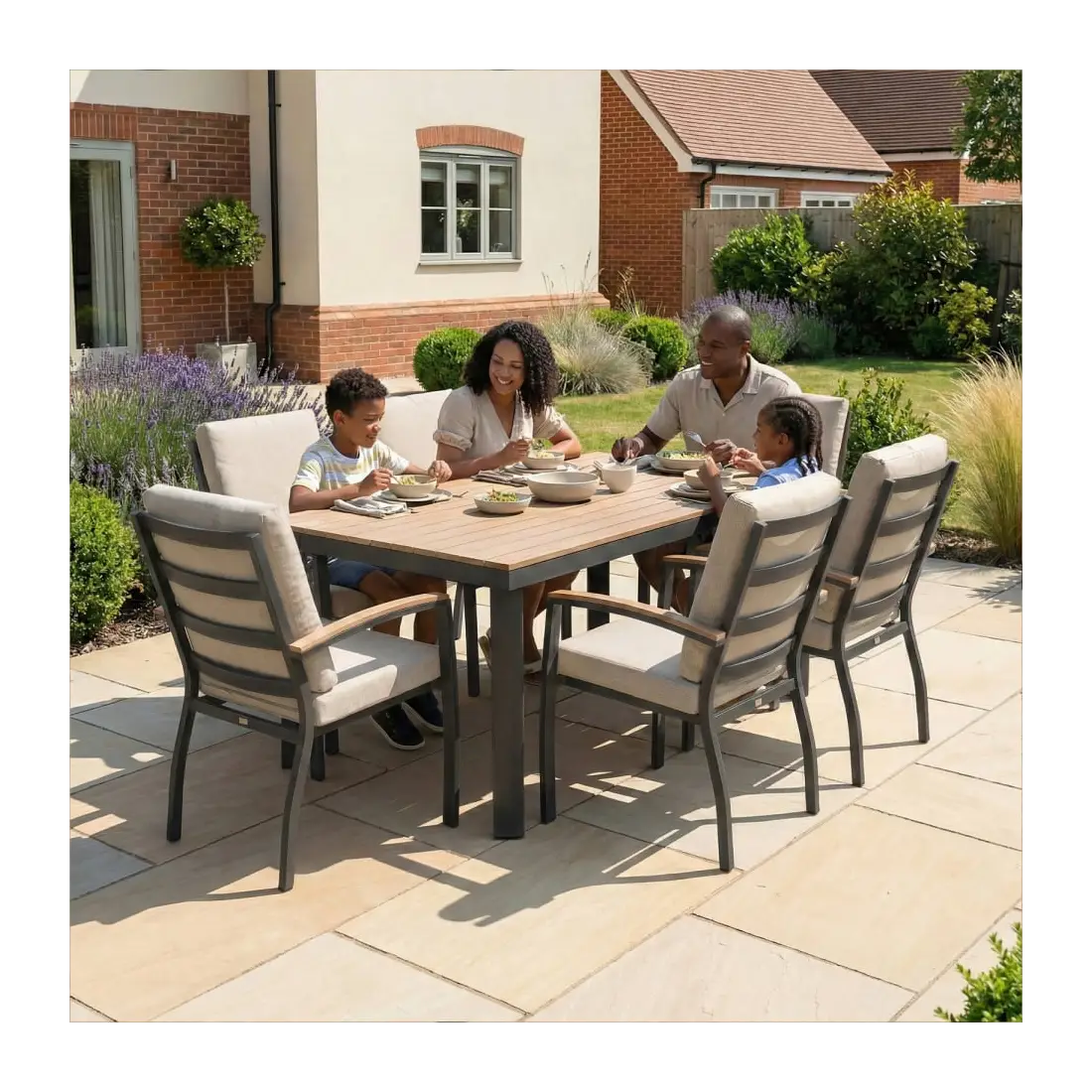 Leah 6 Seat Rectangular Aluminium Dining Set