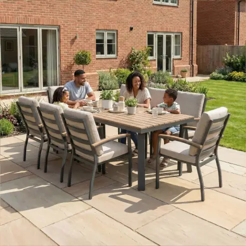 Leah 8 Seat Rectangular Aluminium Dining Set