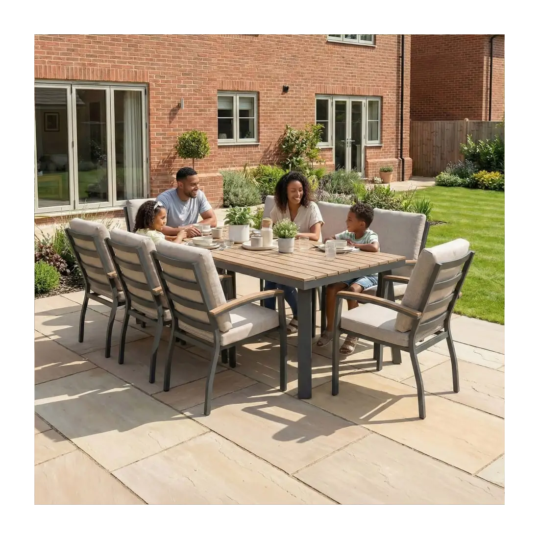 Leah 8 Seat Rectangular Aluminium Dining Set