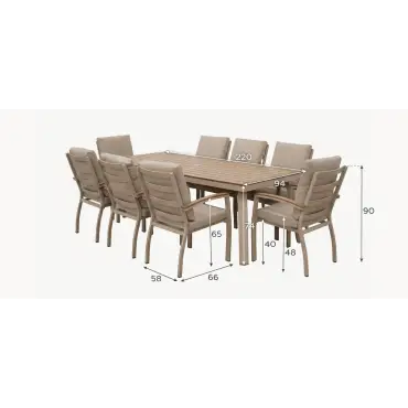 Leah 8 Seat Rectangular Aluminium Dining Set