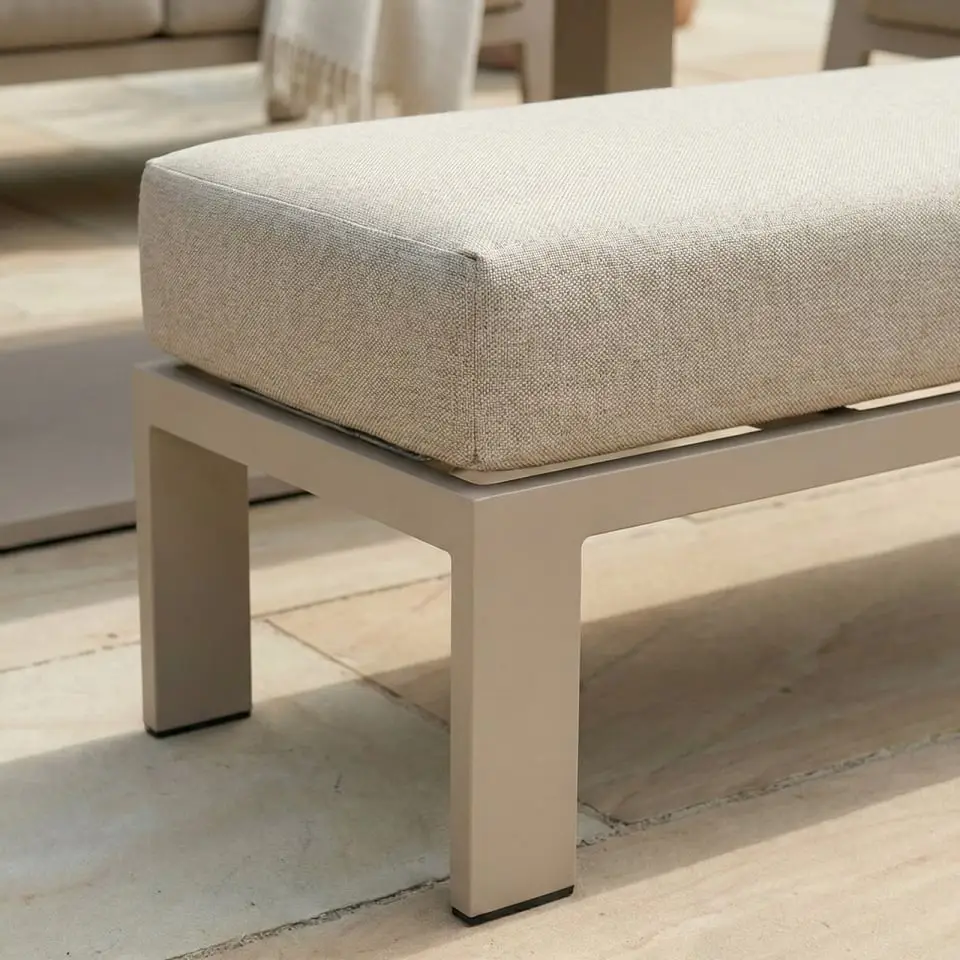 Leah 3 Seater Aluminium Dining with 2 Armchairs & Bench - Adjustable Rising Table