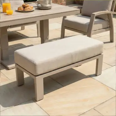 Leah Corner Aluminium Dining with Bench & Footstool - Adjustable Rising Table
