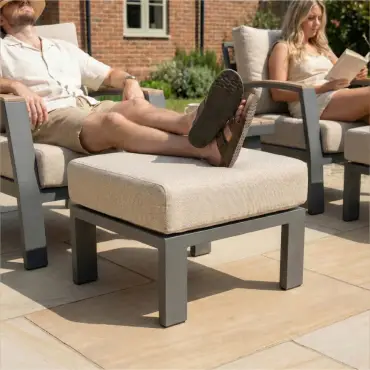 Leah Aluminium Wood Look 5 Piece Lounging Set