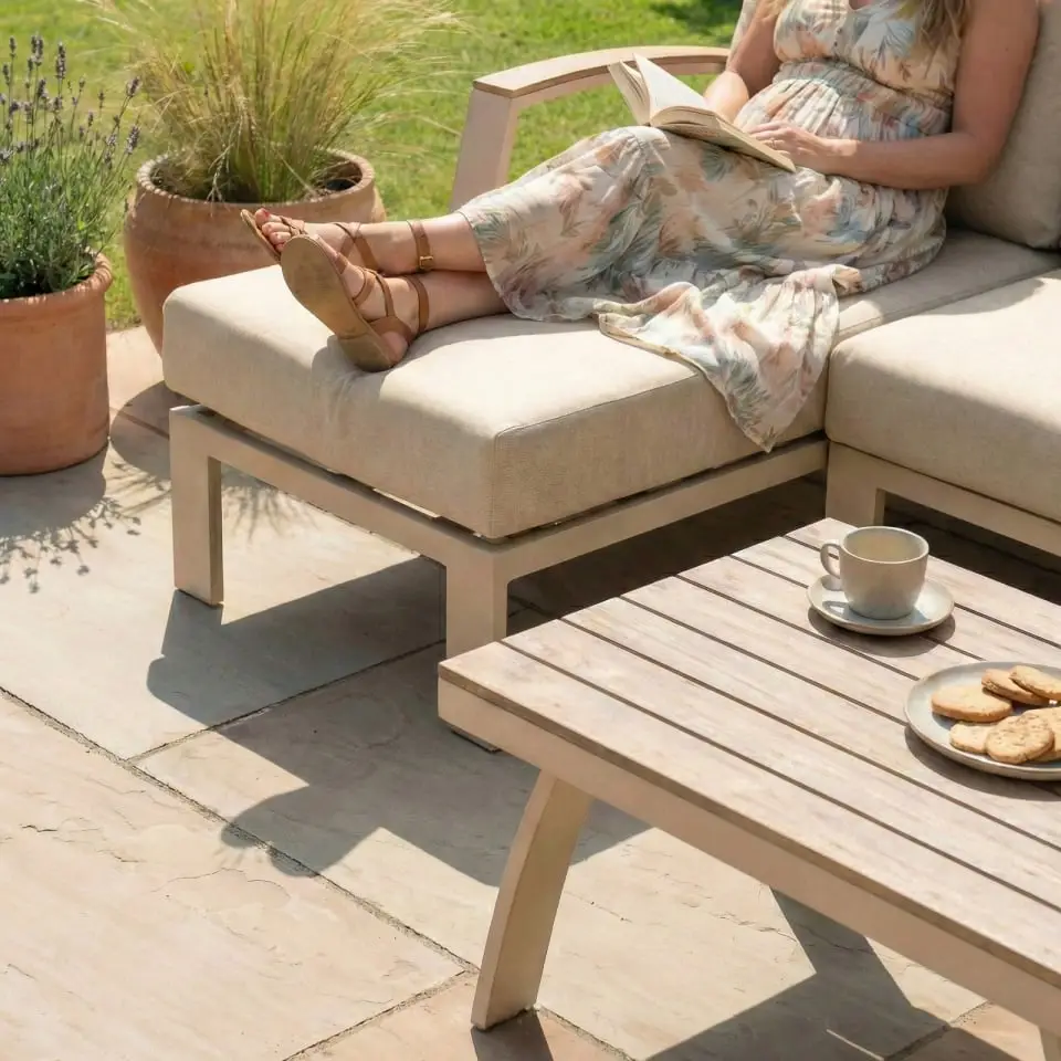 Leah Aluminium 3 Seater Chaise Sofa Lounging Set