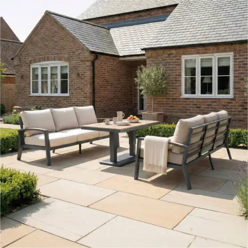 Leah 3 Seater Sofa Suite Aluminium Dining - Adjustable Rising Table