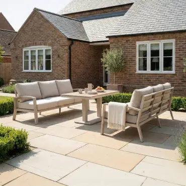 Leah 3 Seater Sofa Suite Aluminium Dining - Adjustable Rising Table