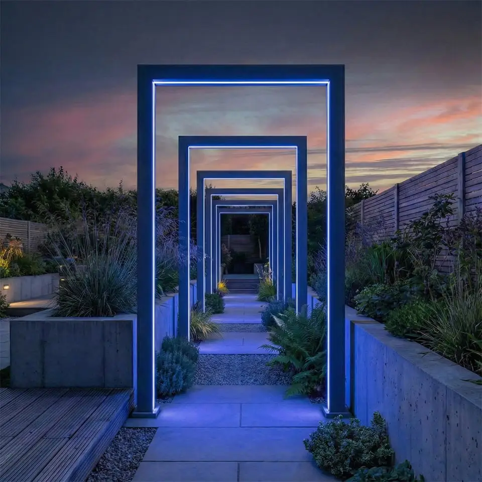 Legacy PergolArch Aluminium LED Garden Archway with Power Pack in Grey