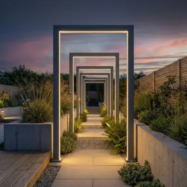 Legacy PergolArch Set of 3 Aluminium LED Garden Archway with Power Pack in Grey