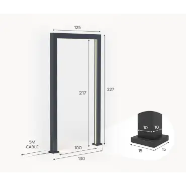 Legacy PergolArch Aluminium LED Garden Archway in Pebble