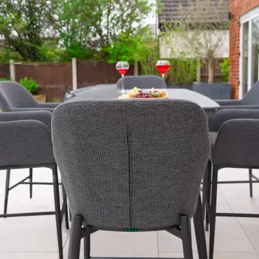 Ally 6 Seat Fabric Aluminium High Dining Set - Rectangular Table