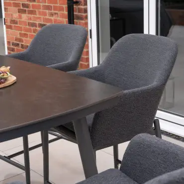 Ally 6 Seat Fabric Aluminium High Dining Set - Rectangular Table