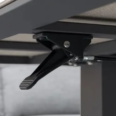 Ally Corner Fabric Aluminium Dining Set with Armchair & Bench - Adjustable Rising Table in Oatmeal