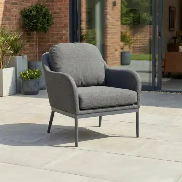 Ally  Corner Fabric Aluminium Dining Set with Armchair & Bench -  Adjustable Rising Table in Graphite Grey