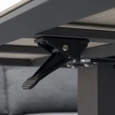 Ally  Corner Fabric Aluminium Dining Set with Armchair & Bench -  Adjustable Rising Table in Graphite Grey