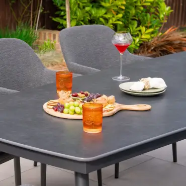 Ally 8 Seat Fabric Aluminium Dining Set - Rectangular Table