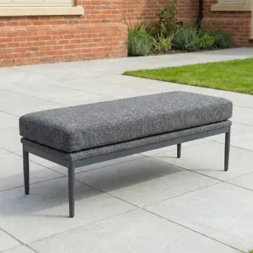 Ally 3 Seater Fabric Aluminium Dining Set with 2 Armchairs & Bench - Adjustable Rising Table