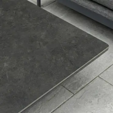 Ally 3 Seater Fabric Aluminium Dining Set with 2 Armchairs & Bench - Adjustable Rising Table in Graphite Grey