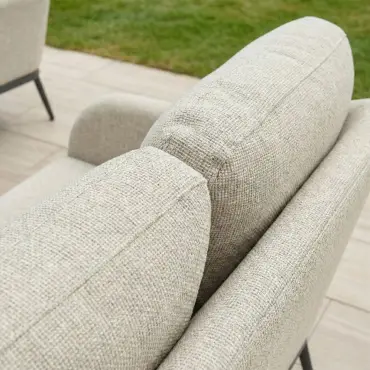 Ally 3 Seater Fabric Aluminium Dining Set with 2 Armchairs & Bench - Adjustable Rising Table in Oatmeal