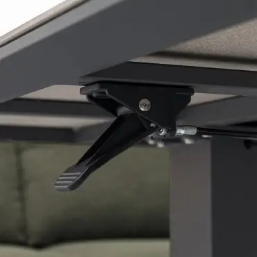 Ally 3 Seater Fabric Aluminium Dining Set with 2 Armchairs & Bench - Adjustable Rising Table in Green