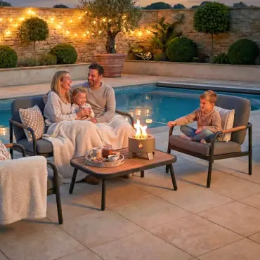 Piper Aluminium Wood Look 2 Seater Sofa Lounging Set