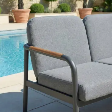 Piper Aluminium Wood Look 2 Seater Sofa Lounging Set