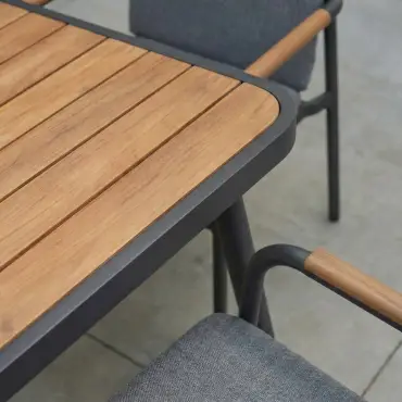 Piper 4 Seat Aluminium Wood Look Dining Set - Square Table