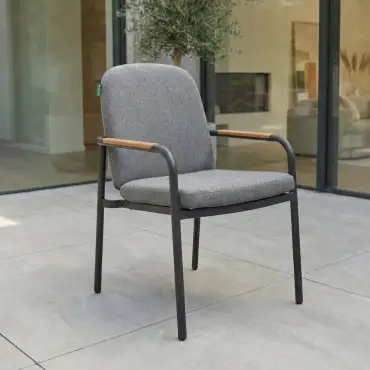 Piper 4 Seat Aluminium Wood Look Dining Set - Square Table