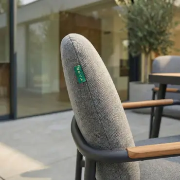 Piper 6 Seat Aluminium Wood Look Dining Set - Rectangular Table