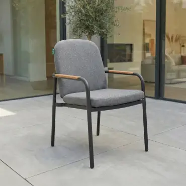 Piper 6 Seat Aluminium Wood Look Dining Set - Rectangular Table