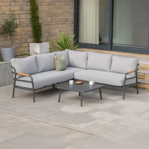 Piper Aluminium Wood Corner Sofa Lounging Set