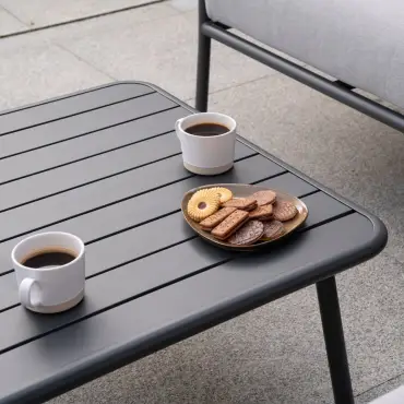 Piper Aluminium Wood Corner Sofa Lounging Set