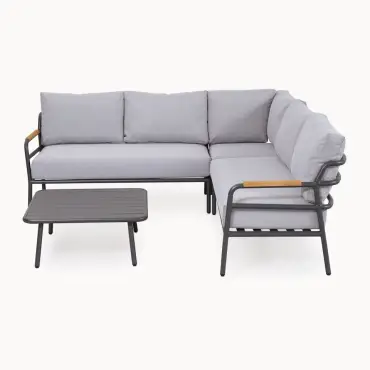 Piper Aluminium Wood Corner Sofa Lounging Set