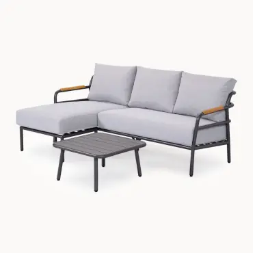 Piper Aluminium 3 Seater Right Handed Chaise Sofa Set