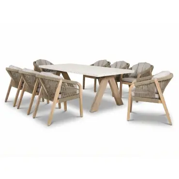 Antigua Rope Weave 8 Seat Rectangular Dining Set
