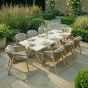 Antigua Rope Weave 8 Seat Rectangular Dining Set