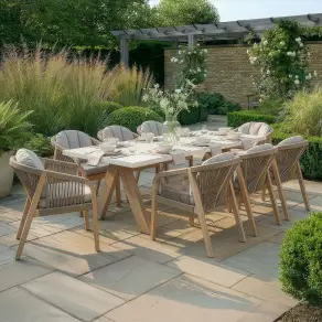 Antigua Rope Weave 8 Seat Rectangular Dining Set