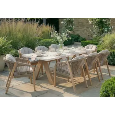 Antigua Rope Weave 8 Seat Rectangular Dining Set