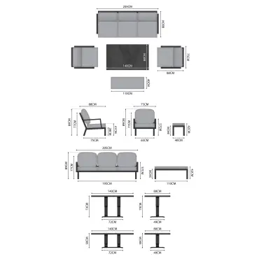 Vogue 3 Seater Sofa Set - Rising Table & Bench
